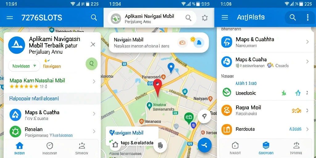 Antarmuka aplikasi 7276SLOTS untuk Navigasi Mobil yang intuitif dan informatif.