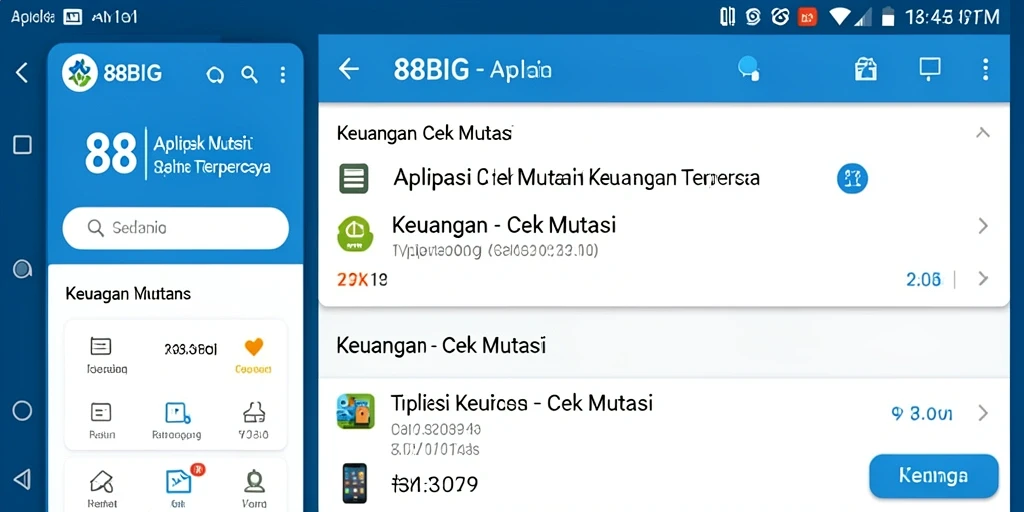 Tampilan antarmuka utama aplikasi Cek Mutasi 88BIG yang user-friendly.