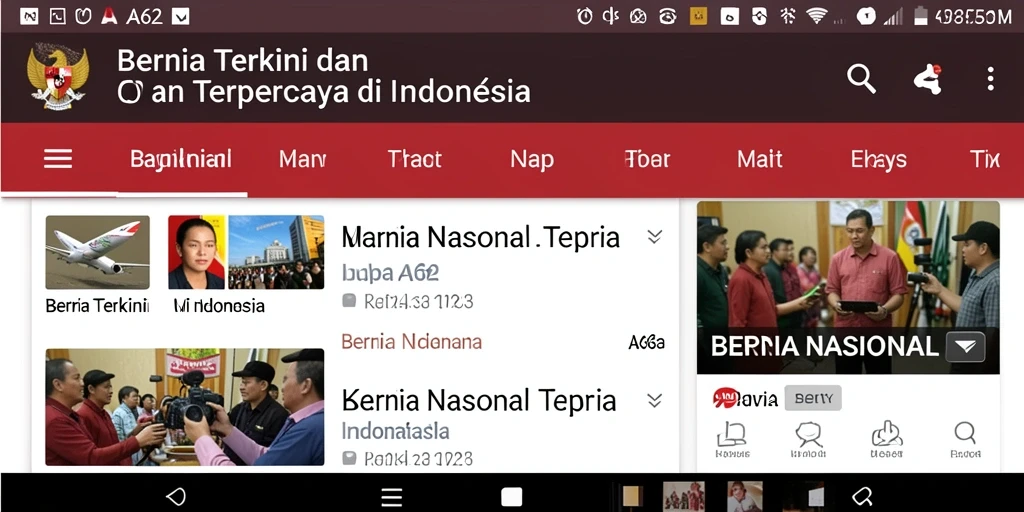 Screenshot antarmuka aplikasi AA62 yang menampilkan berita nasional terbaru.