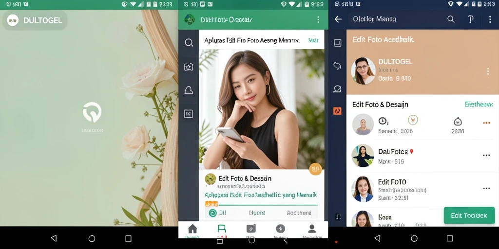 Tampilan antarmuka DULTOGEL yang modern dan intuitif untuk Edit Foto Aesthetic.