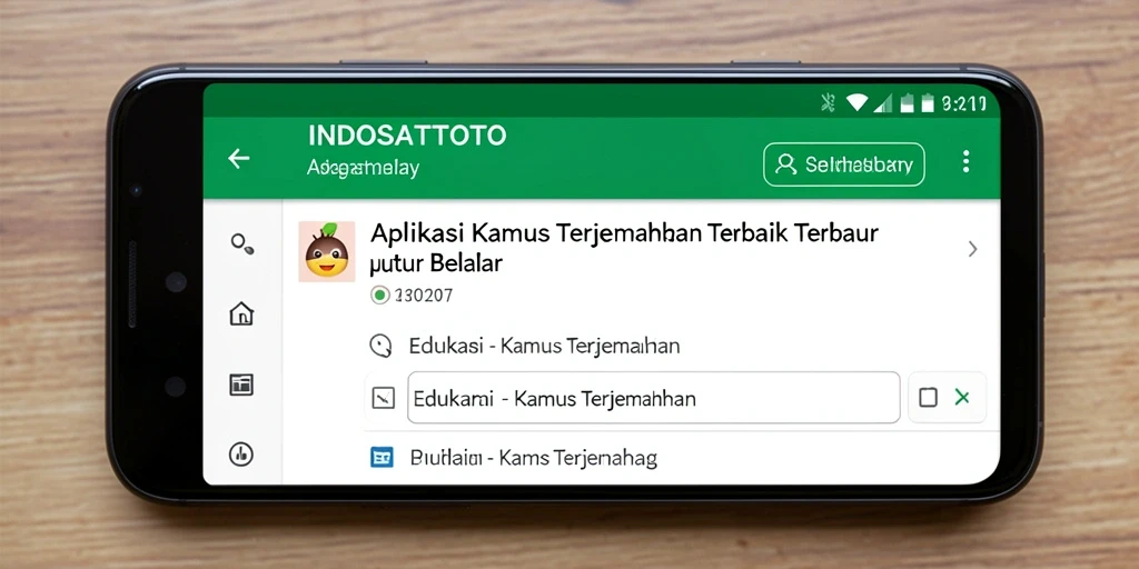 Tampilan antarmuka aplikasi Kamus Terjemahan INDOSATTOTO yang user-friendly.
