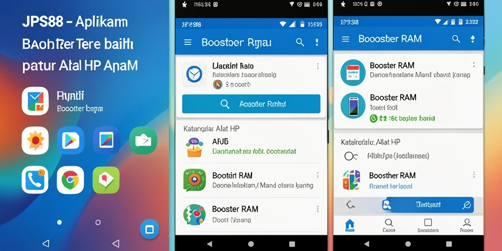 Tampilan antarmuka JPS88 yang bersih dan fungsi Booster RAM yang mudah digunakan.