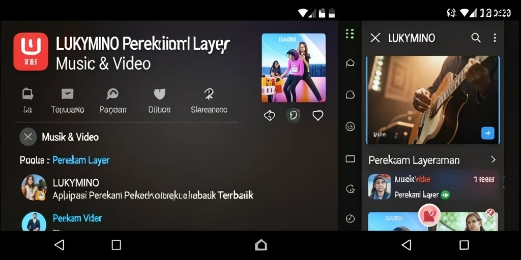 Antarmuka LUKYMINO yang sederhana dan fungsional untuk perekaman layar.