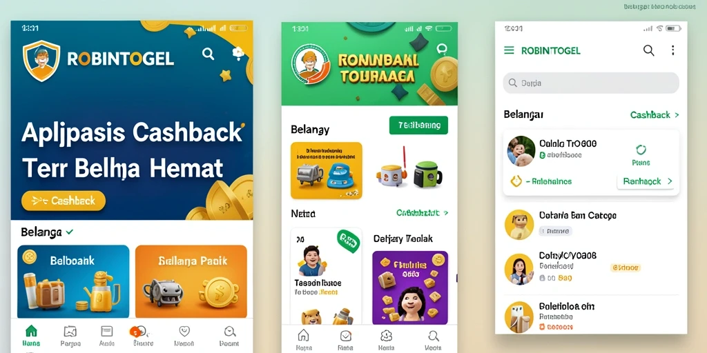 Tampilan antarmuka aplikasi ROBINTOGEL yang memudahkan pengguna untuk mendapatkan cashback.