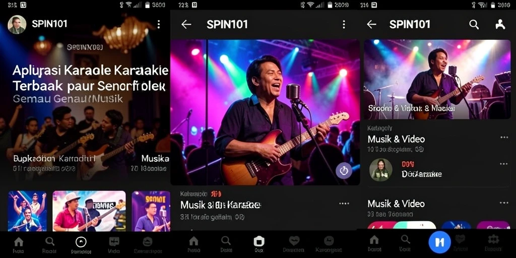 Antarmuka pengguna SPIN101 yang menarik dan intuitif untuk karaoke.