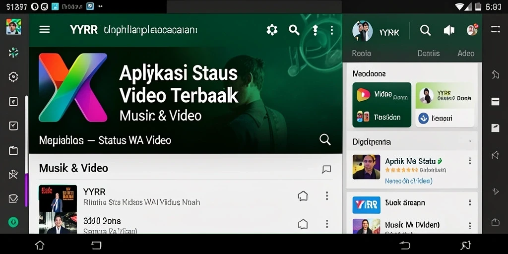 Tampilan antarmuka YYRR yang menarik untuk aplikasi Status WA Video.